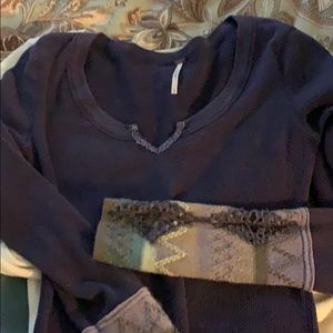Free people m ls thermal shirt blue